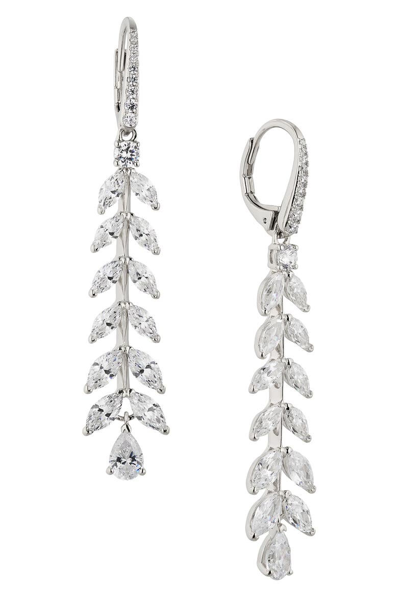 Wild Flower Crystal Vine Linear Drop Earrings, Main, color, RHODIUM