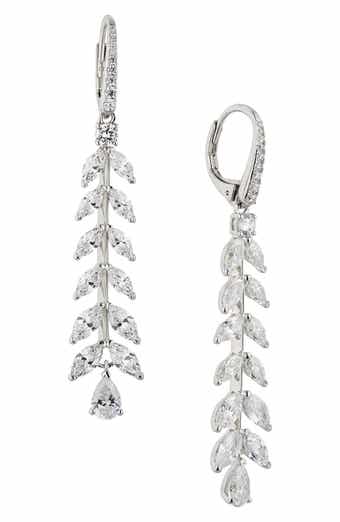 Nadri Wild Flower Crystal Vine Linear Drop Earrings