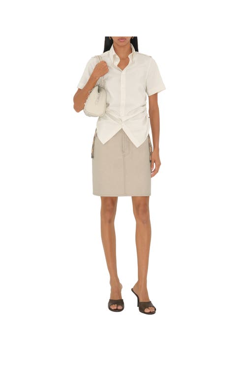 Burberry Equestrian Knight Denim Skirt In Rubble