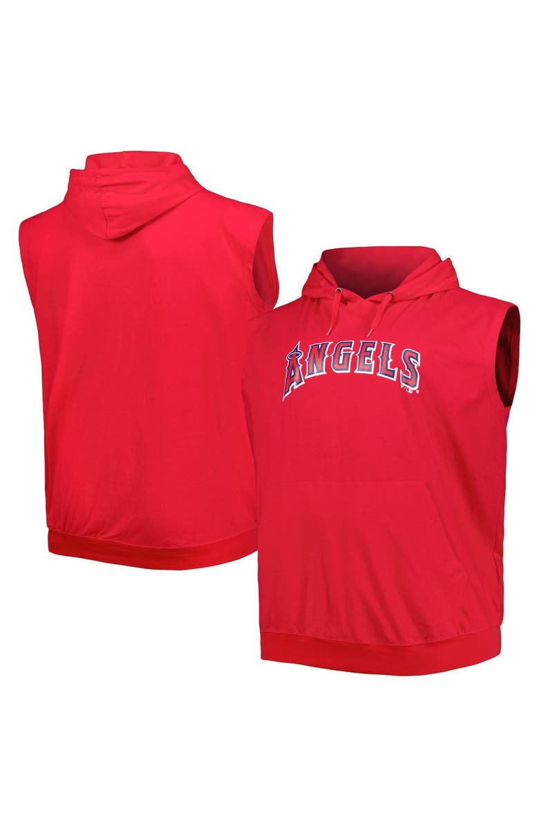 PROFILE Men's Red Los Angeles Angels Jersey Pullover Muscle Hoodie, Main, color,