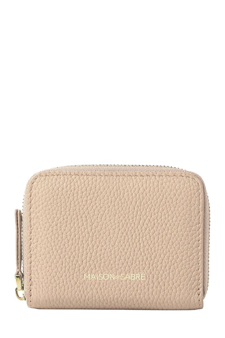 Small Leather Zipped Wallet, Main, color, Saharan Nude