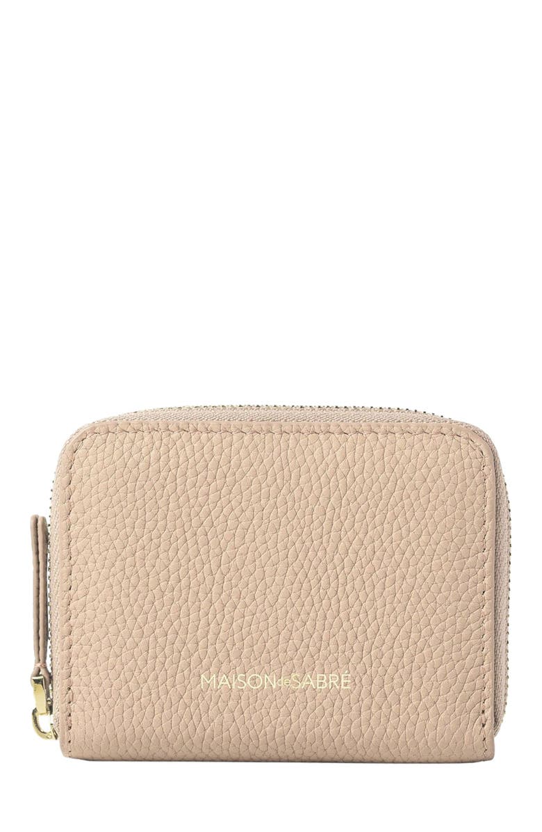 MAISON de SABRÉ Small Leather Zipped Wallet, Main, color, Saharan Nude