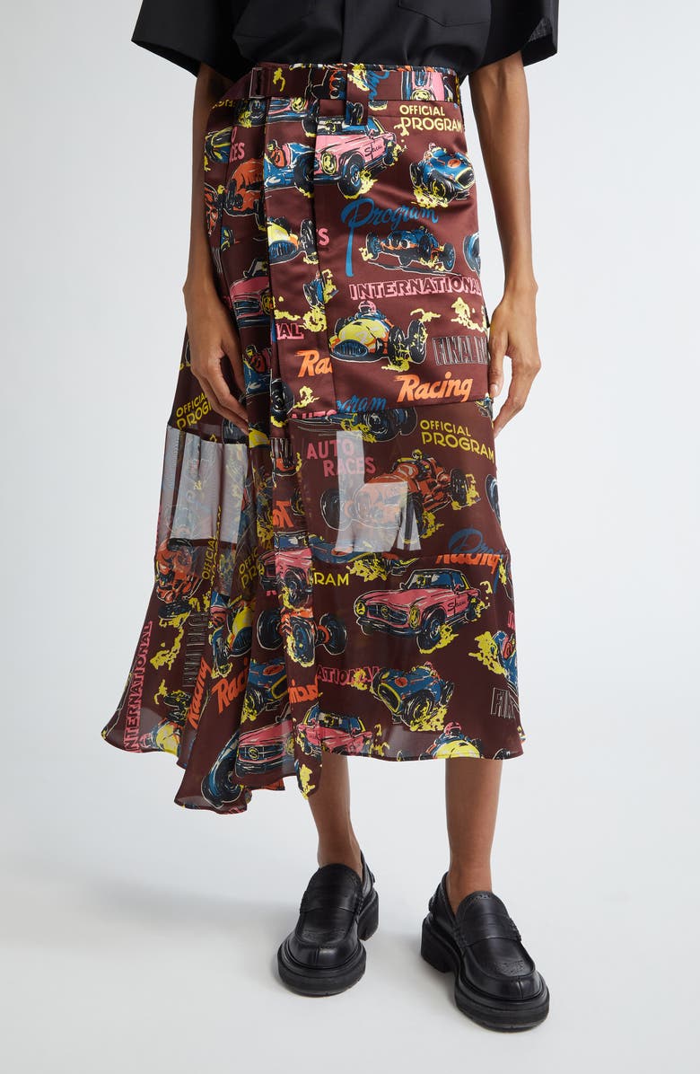 Sacai Race Car Print Belted Cargo Skirt, Main, color, 