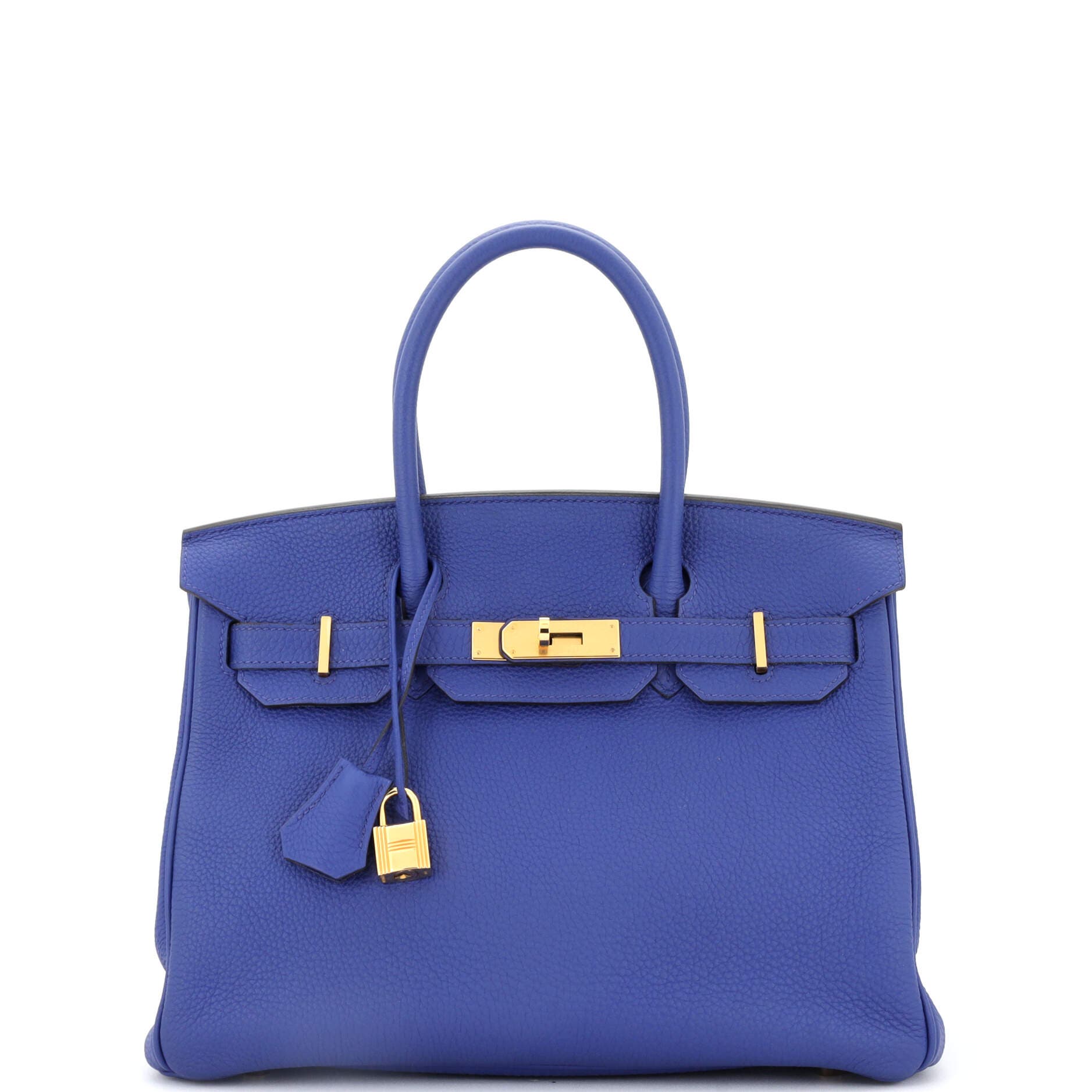 Pre-Owned Hermes Birkin Handbag Blue Togo with Gold Hardware 30, Main, color, Bleu Royal
