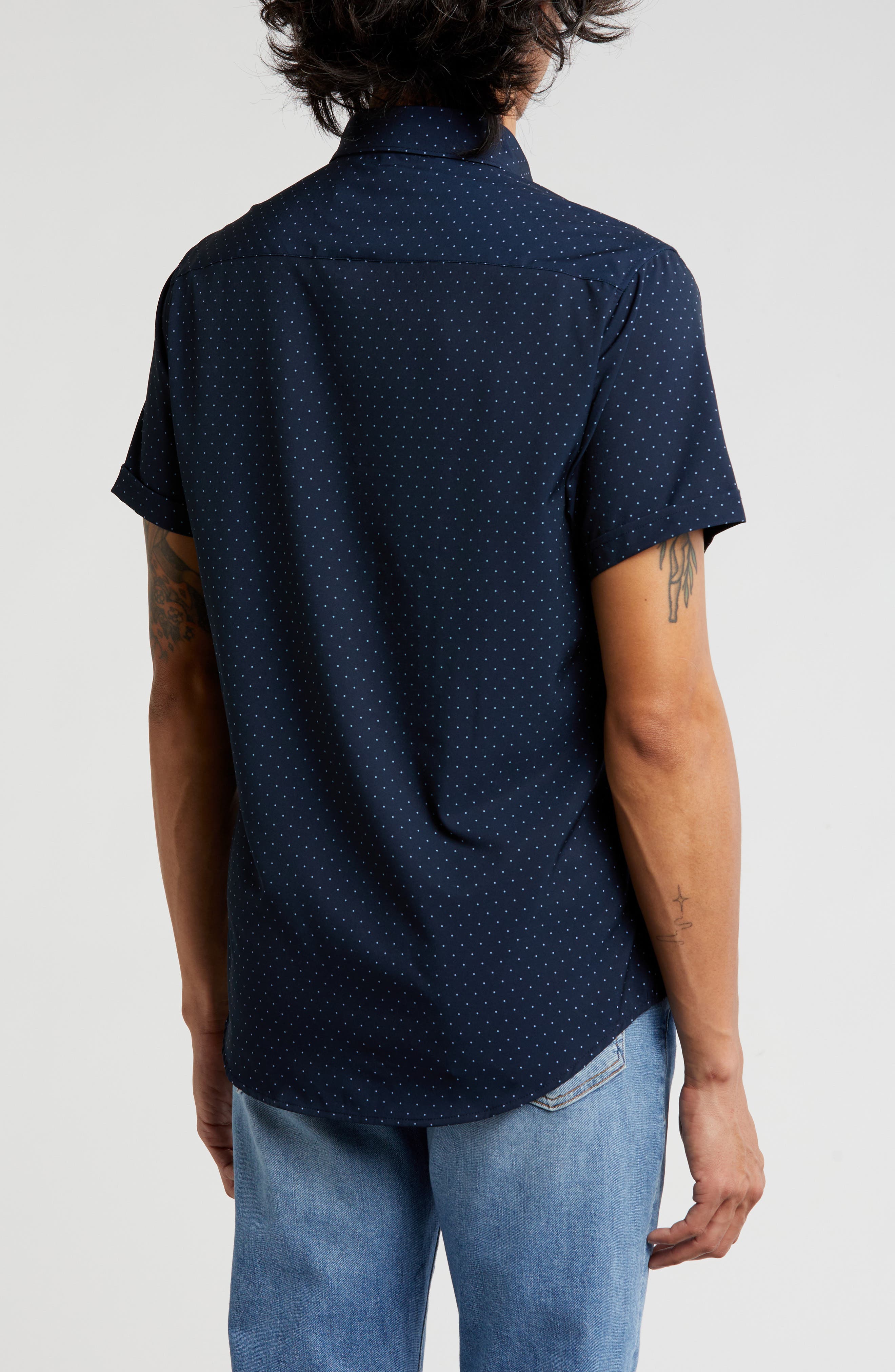 DENIM AND FLOWER Navy White Dot Tech Shirt (Men) | Nordstromrack