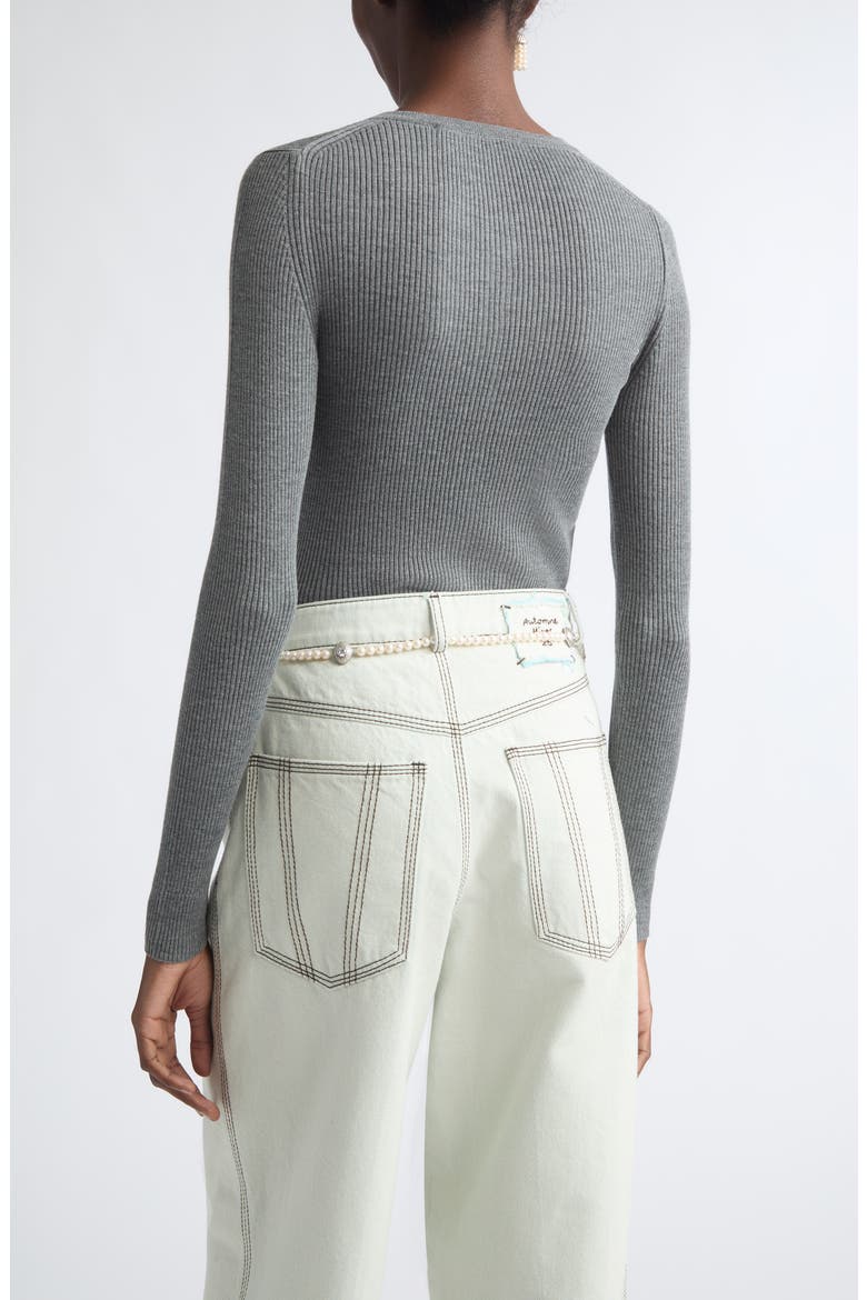 Insider Merino Wool & Silk Knit Top, Alternate, color, GRIS