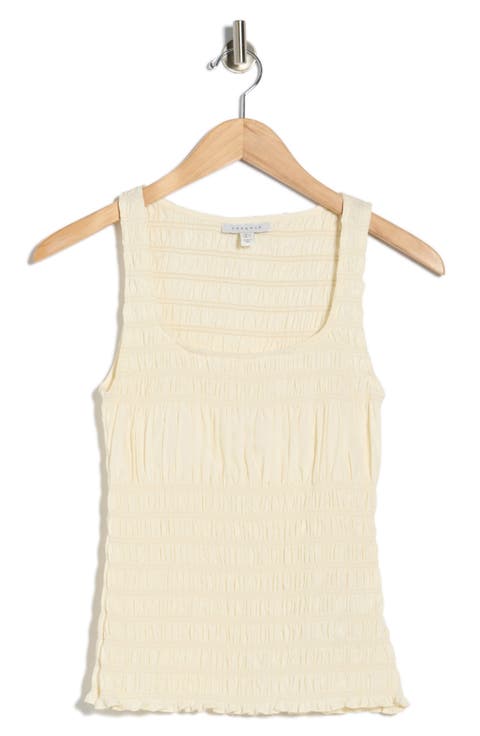 Shirred Sleeveless Cotton Top