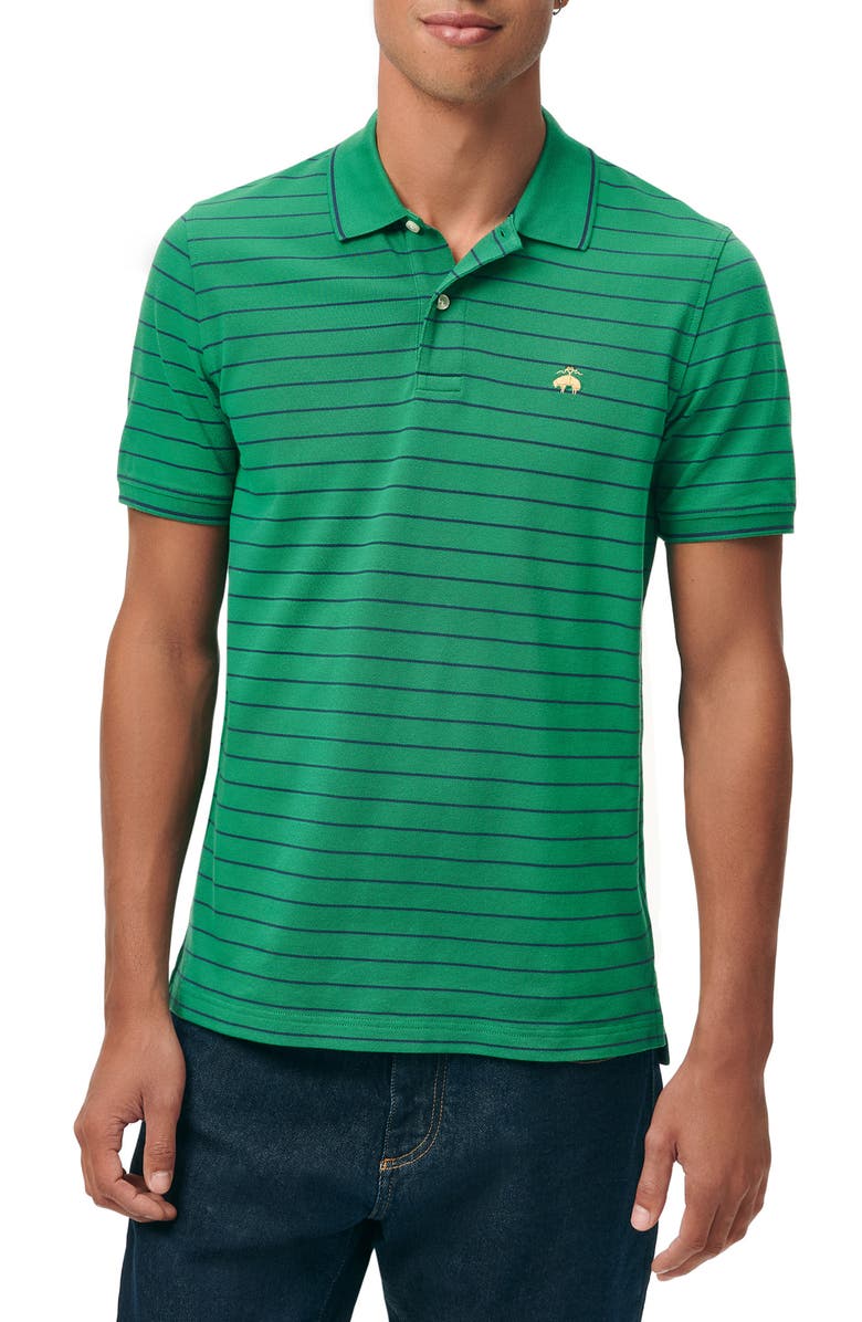 Brooks Brothers Trim Fit Stripe Stretch Supima<sup>®</sup> Cotton Piqué Polo, Main, color, 