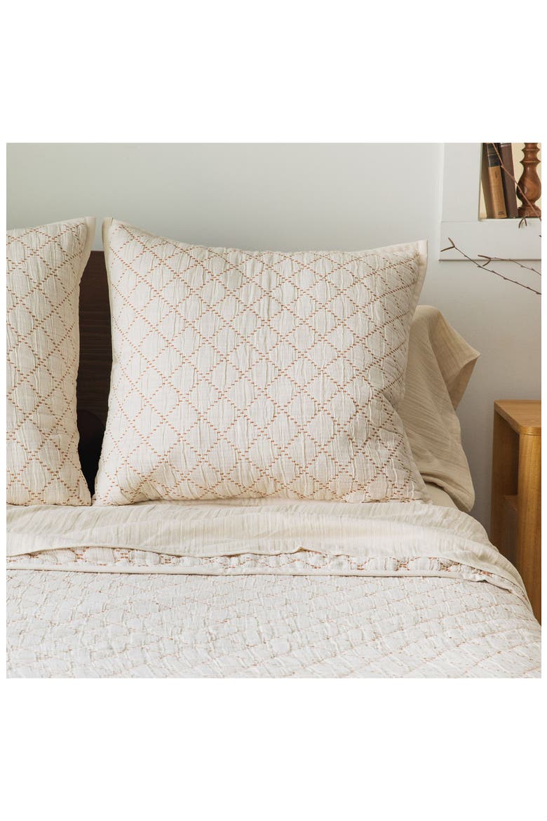 Diamond Stitch Set of 2 Euro Shams, Alternate, color, BEIGE