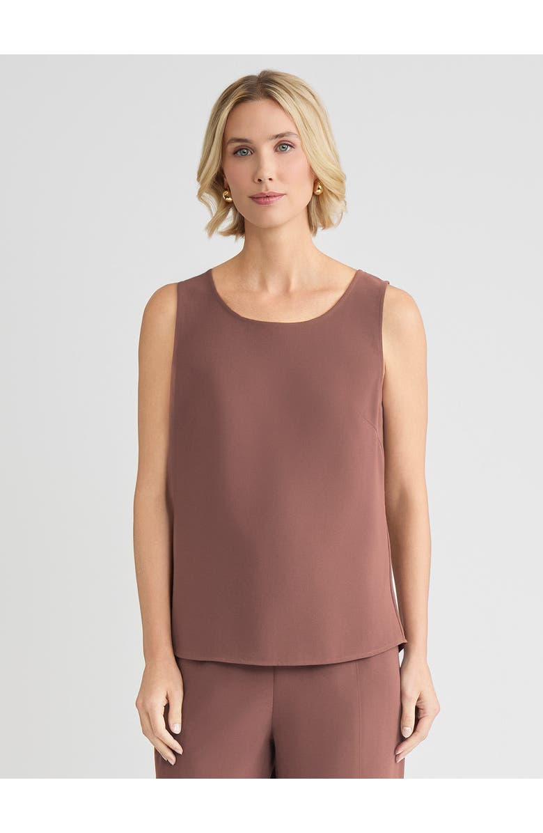 Misook Classic Crepe de Chine Tank Top, Main, color, Brown