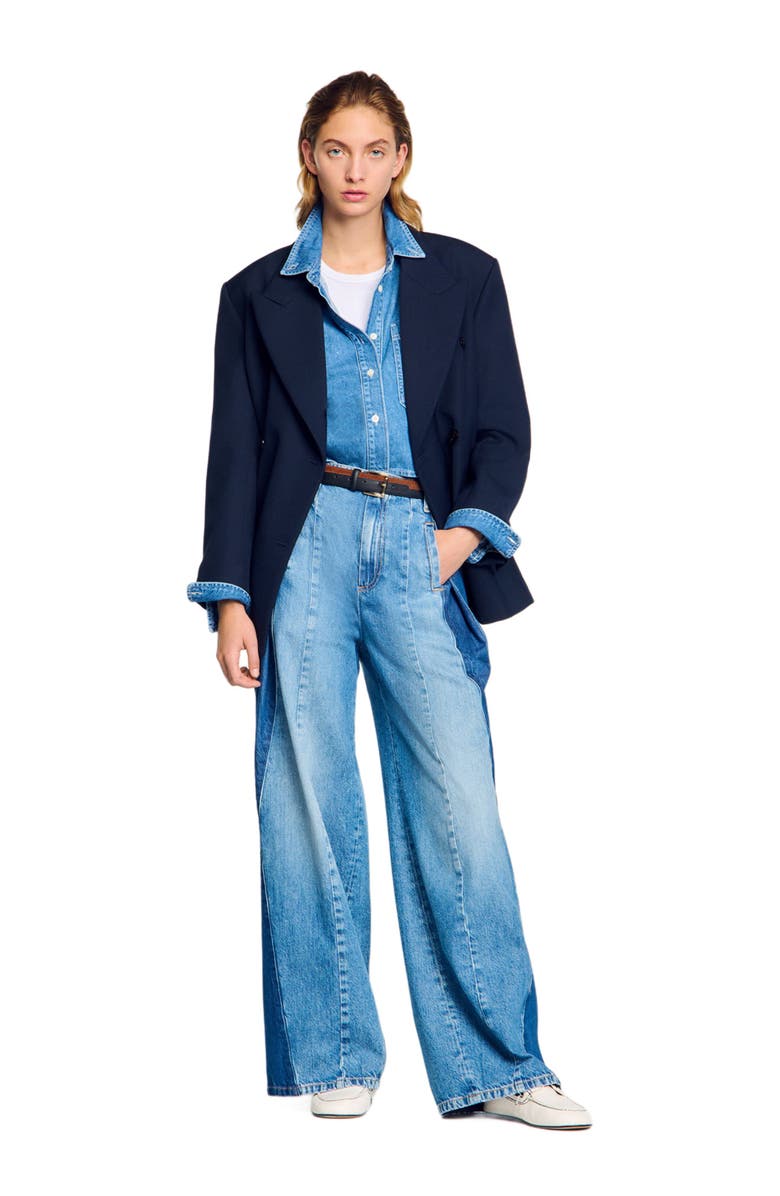 SANDRO Jeans with contrasting panels, Alternate, color, Blue Jean