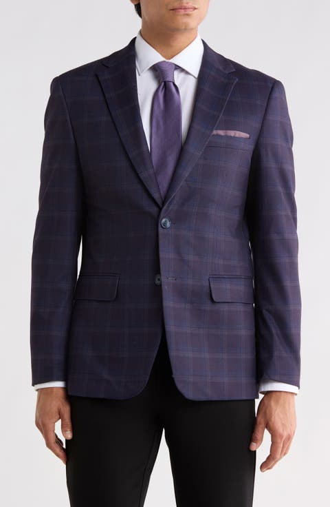 Plaid Stretch Knit Sport Coat
