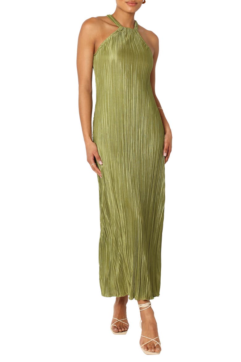 Melody Plissé Maxi Dress, Main, color, OLIVE