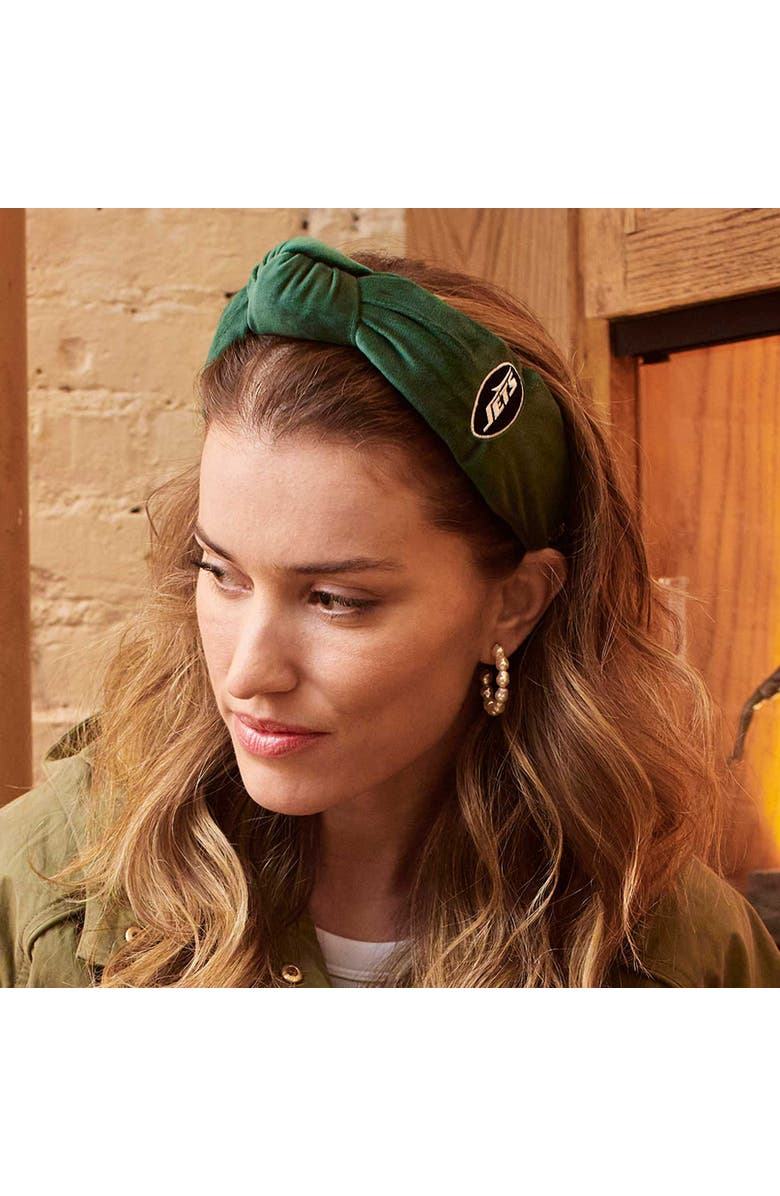 Lele Sadoughi New York Jets Embroidered Knotted Headband, Alternate, color, Gotham Green 300