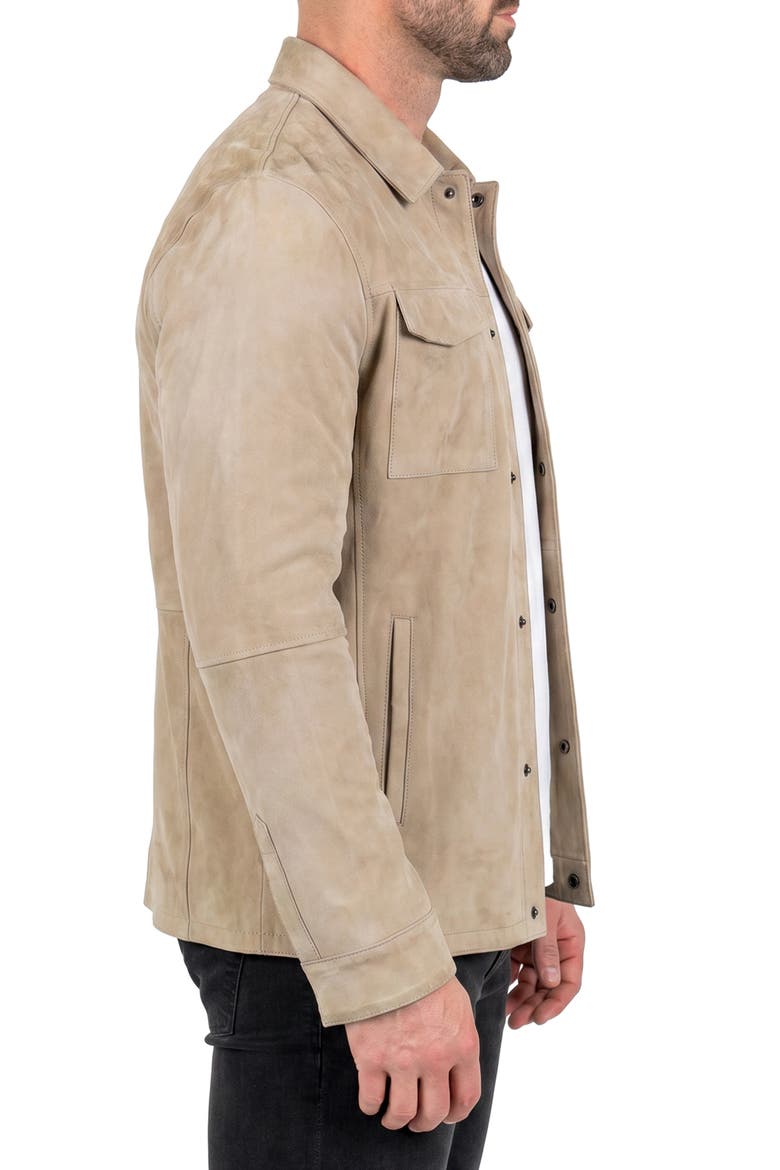 Leather Shirt Jacket, Alternate, color, BEIGE