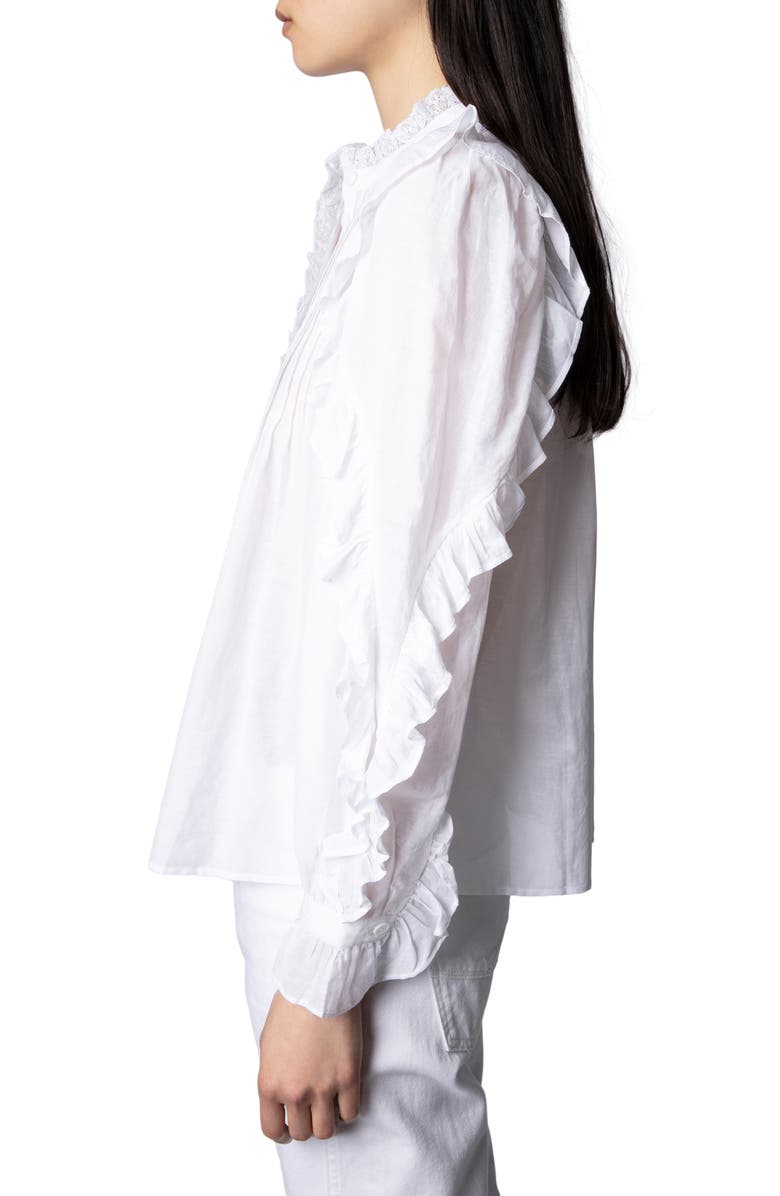 Zadig & Voltaire Timmy Tomboy Ruffle Cotton Blend Blouse, Alternate, color, Judo