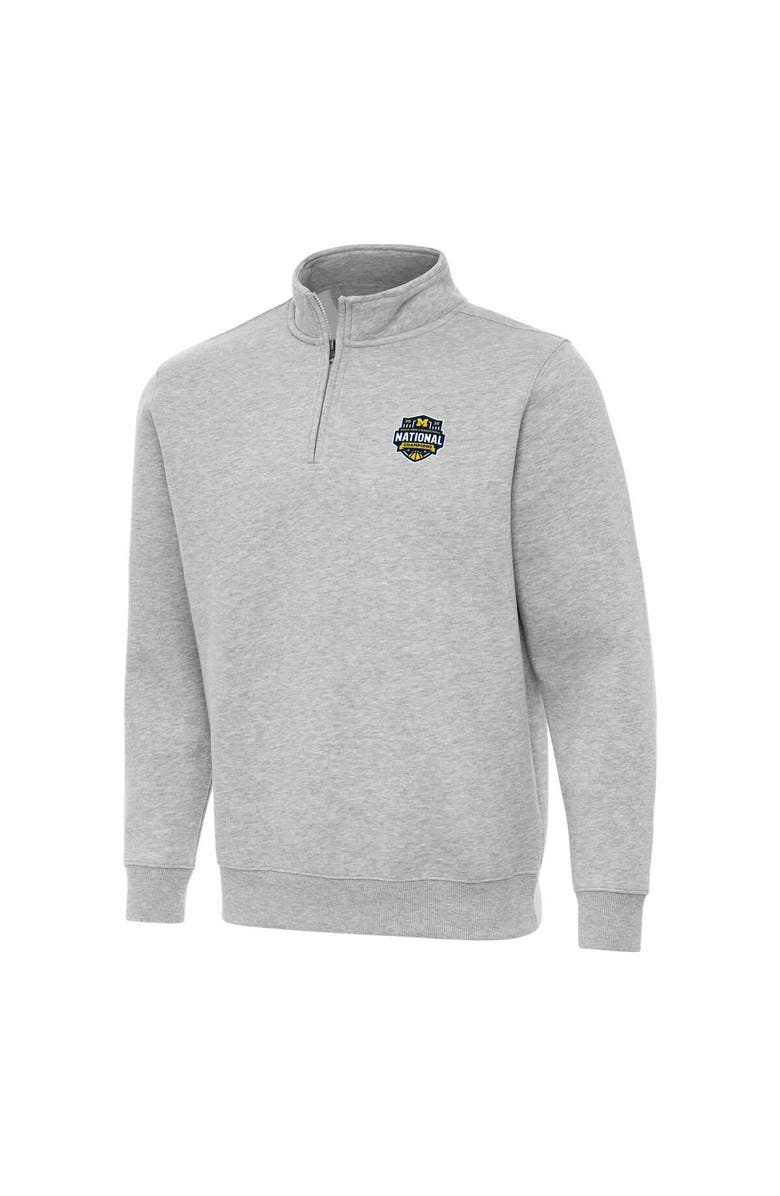 ANTIGUA Men's Antigua Gray Michigan Wolverines 2026 NCAA Men's Basketball National Champions Victory Quarter-Zip Top, Alternate, color, Gray