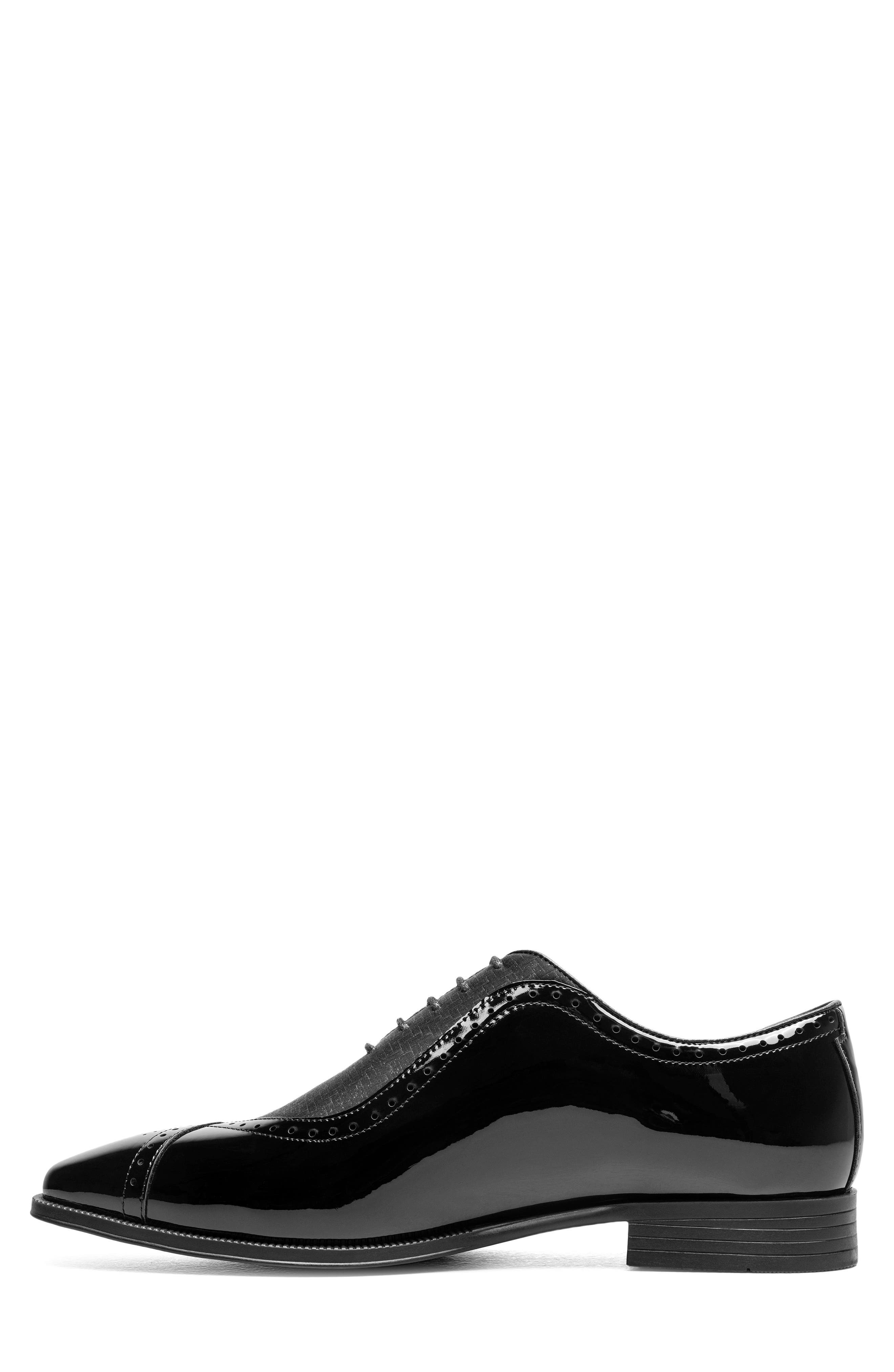 Stuart Faux Leather Wingtip Oxford, Alternate, color, BLACK