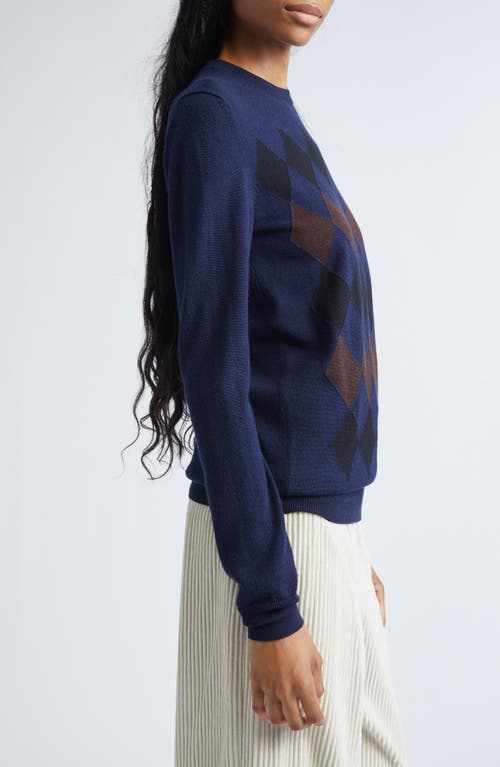 Proenza Schouler Vivian Argyle Merino Wool & Silk Sweater In Blue