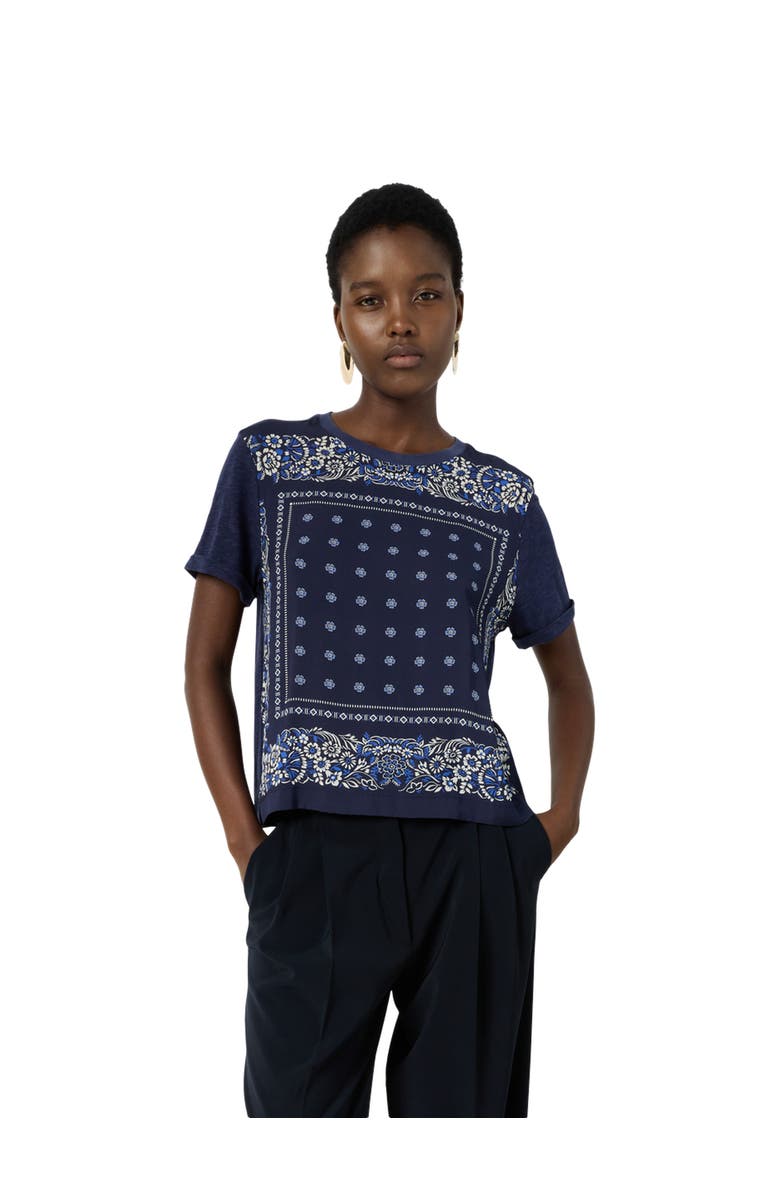 GERARD DAREL Manolia Scarf Print T-Shirt, Main, color, Navy Blue