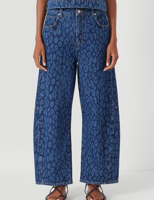 Hush Cropped Bree Horseshoe Barrel Leg Jeans In Blue