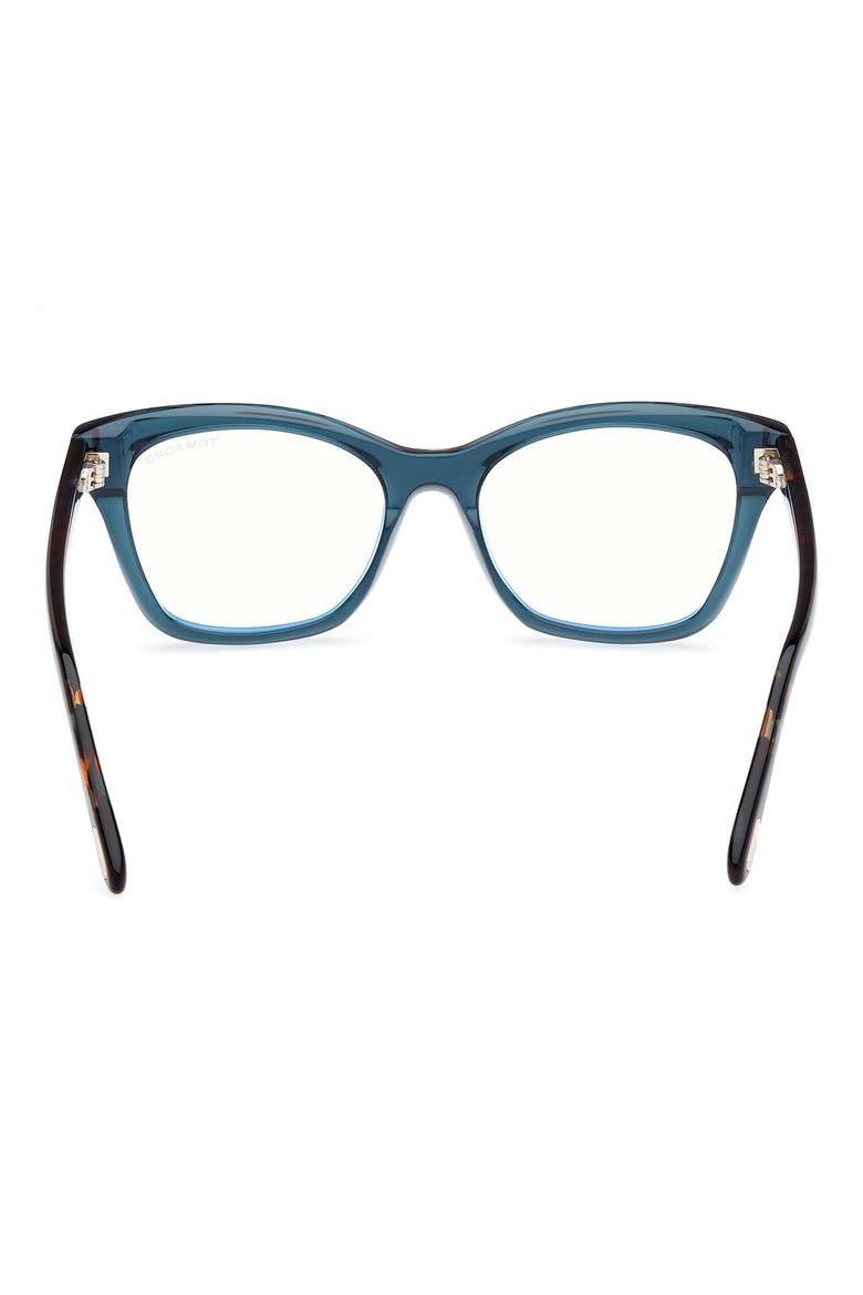 53mm Cat Eye Blue Light Blocking Optical Glasses, Alternate, color, AQUA / VINTAGE BLUE HAVANA