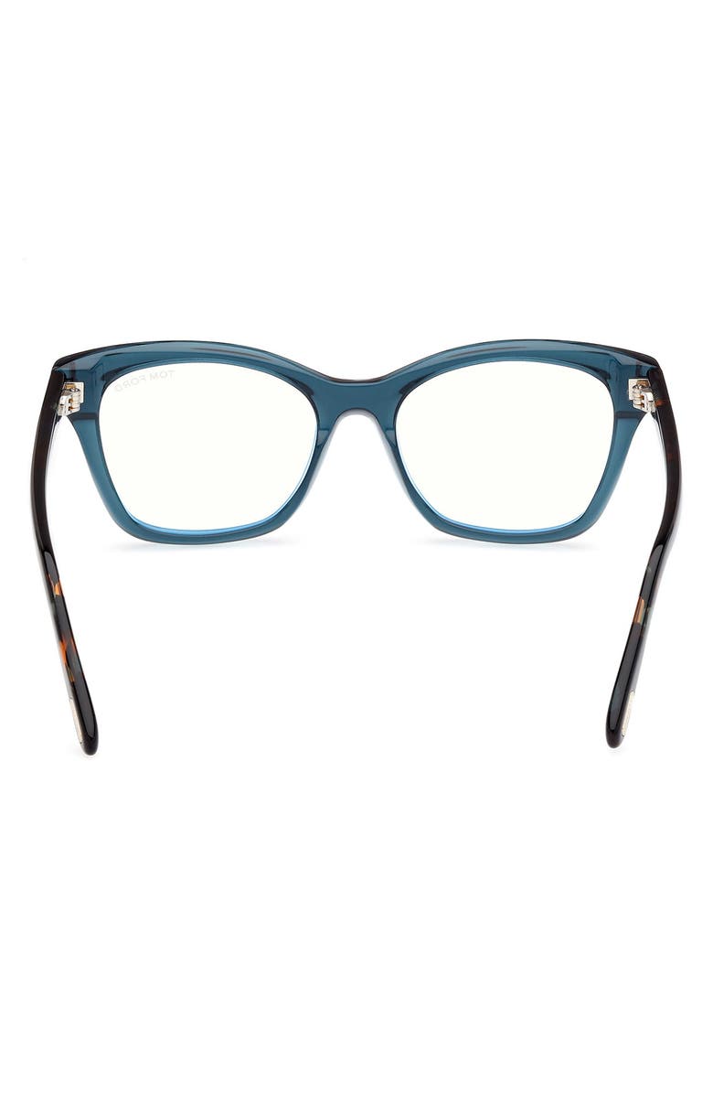 TOM FORD 53mm Cat Eye Blue Light Blocking Optical Glasses, Alternate, color, Aqua / Vintage Blue Havana