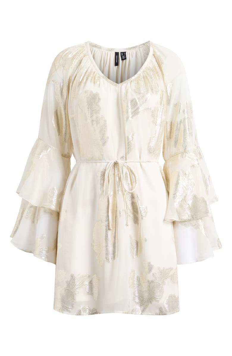 VERO MODA Chili Metallic Tiered Ruffle Minidress, Alternate, color, Cloud Dancer Detail