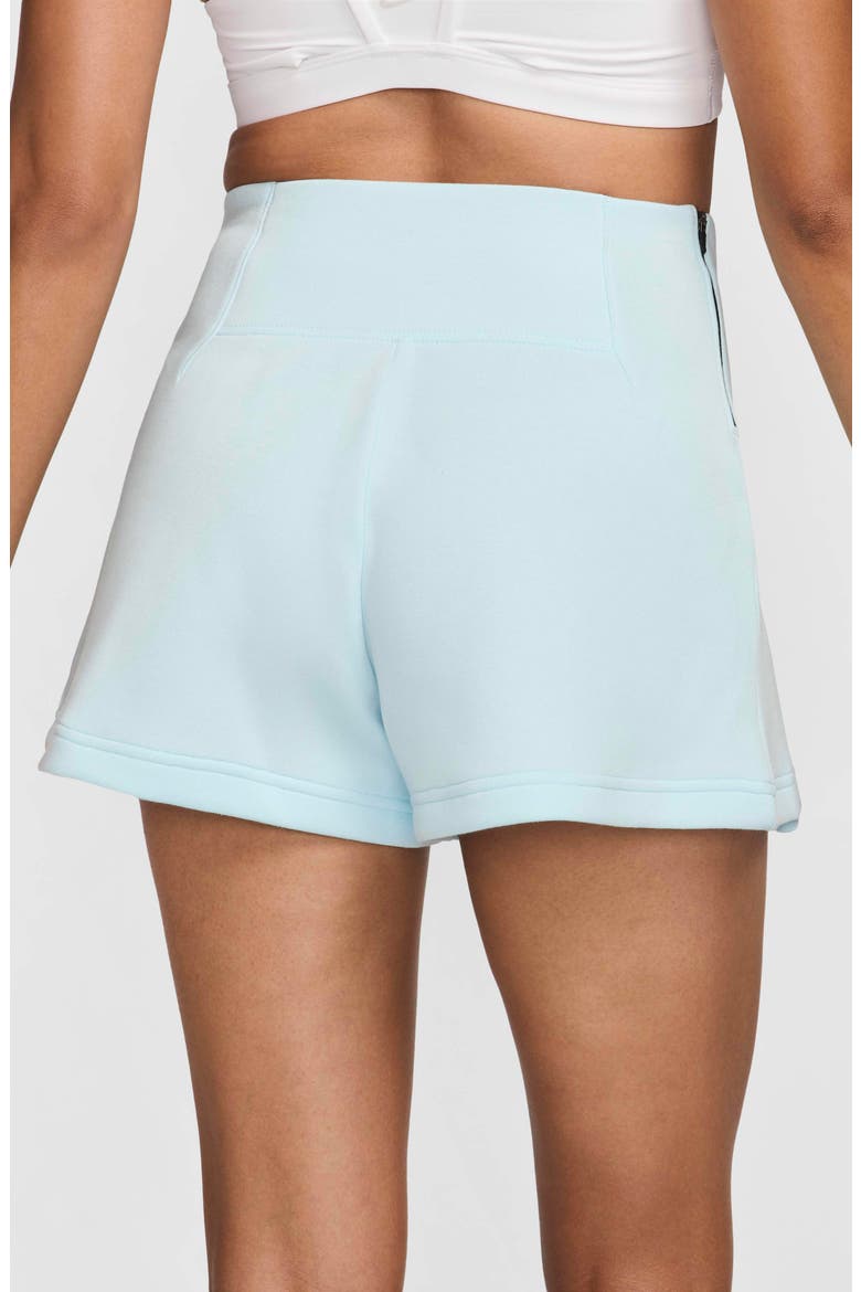 Tech Fleece High Waist Pleated Shorts, Alternate, color, GLACIER BLUE/ BLACK