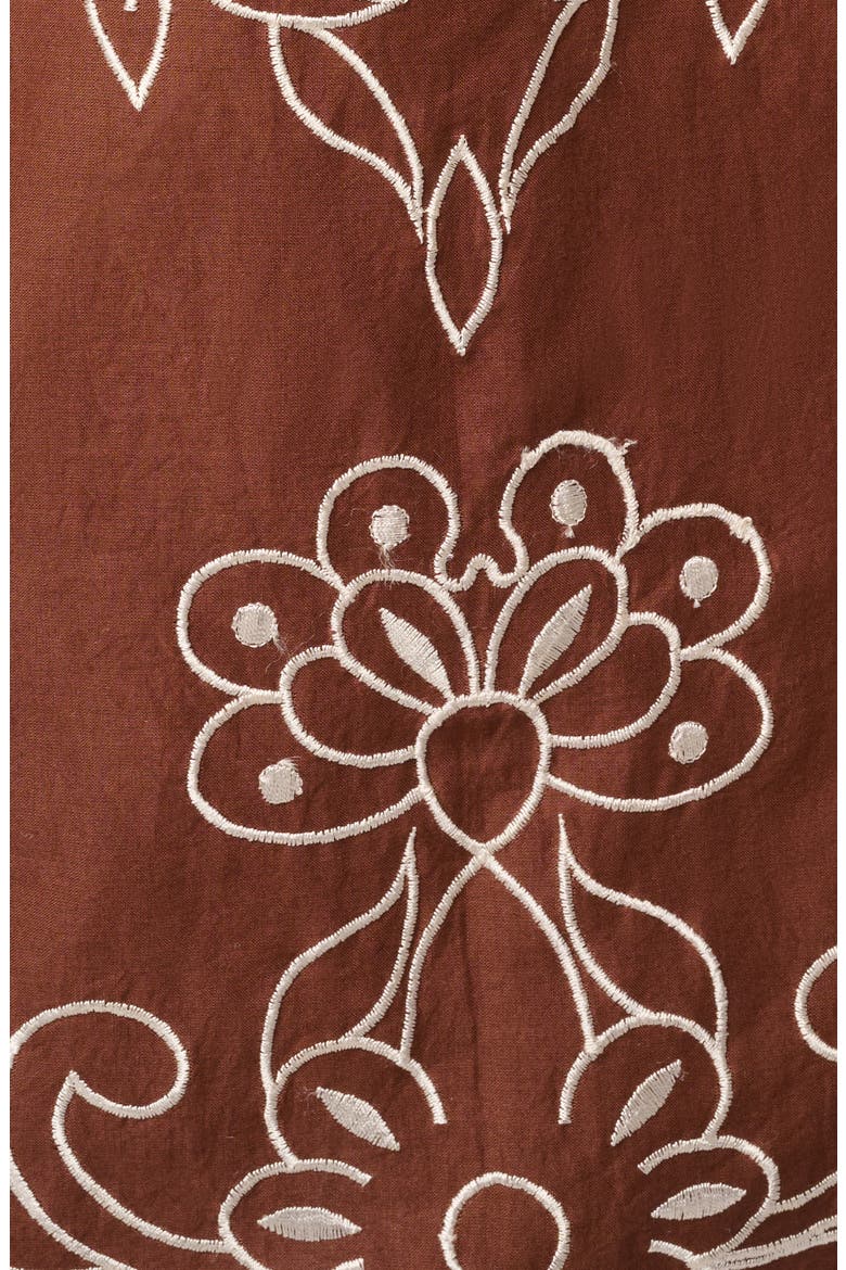 Embroidered Long Sleeve Minidress, Alternate, color, CHOCOLATE/ ECRU