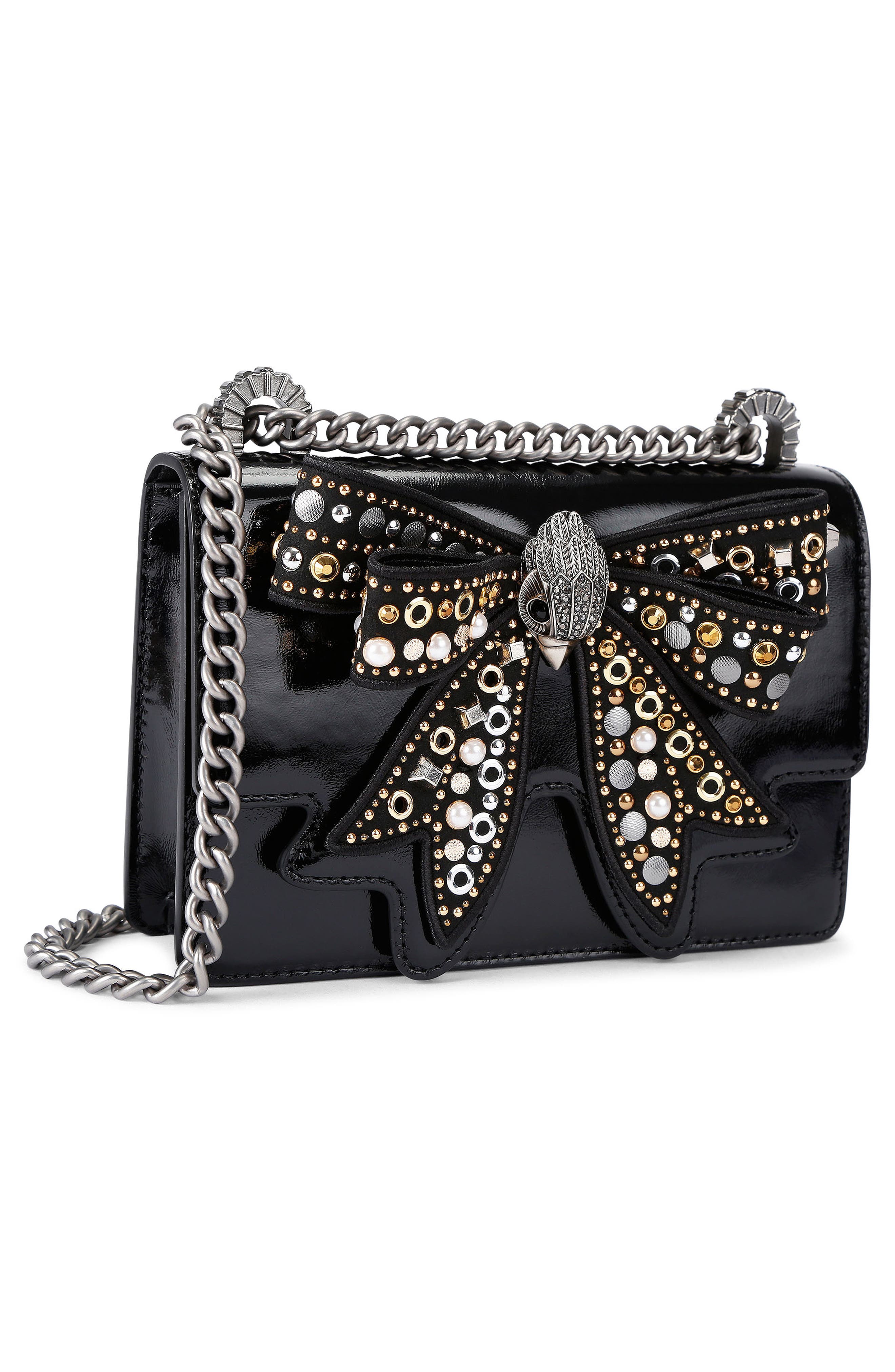 Kurt Geiger London Small Shoreditch Bow Convertible Leather Crossbody Bag, Alternate, color, Charcoal