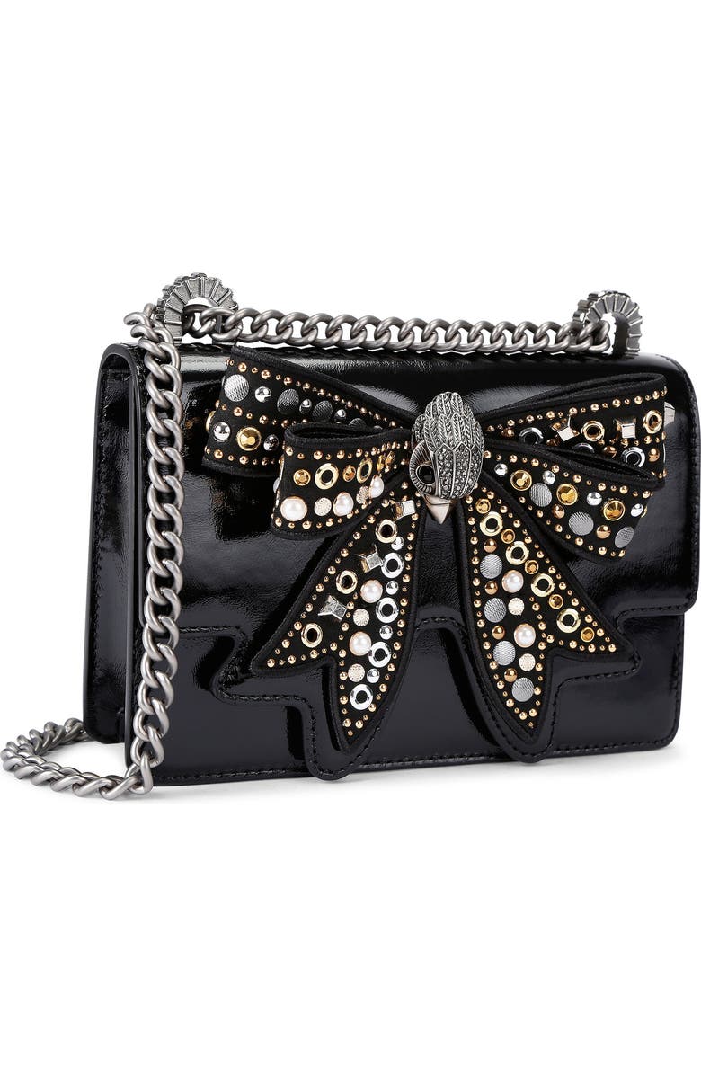 Kurt Geiger London Small Shoreditch Bow Convertible Leather Crossbody Bag, Alternate, color, Charcoal