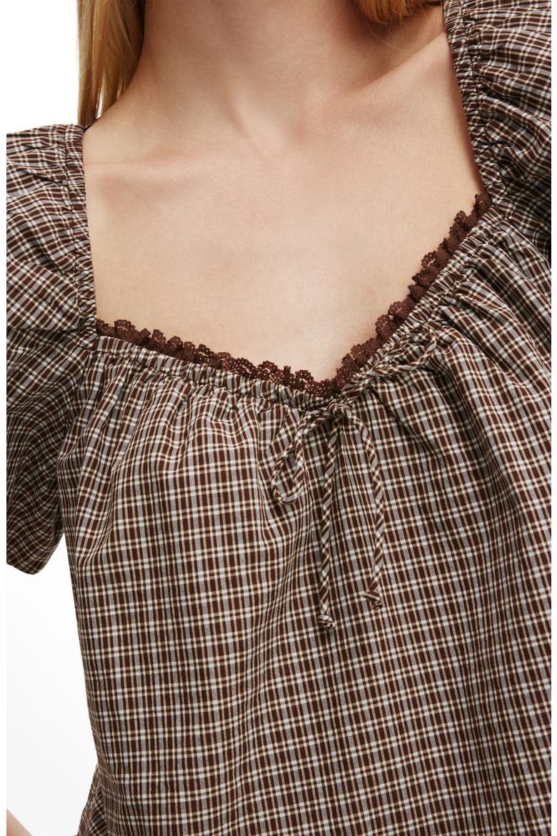 Women's The Daydream Babydoll Top, Alternate, color, Hazel Check Rich Mocha