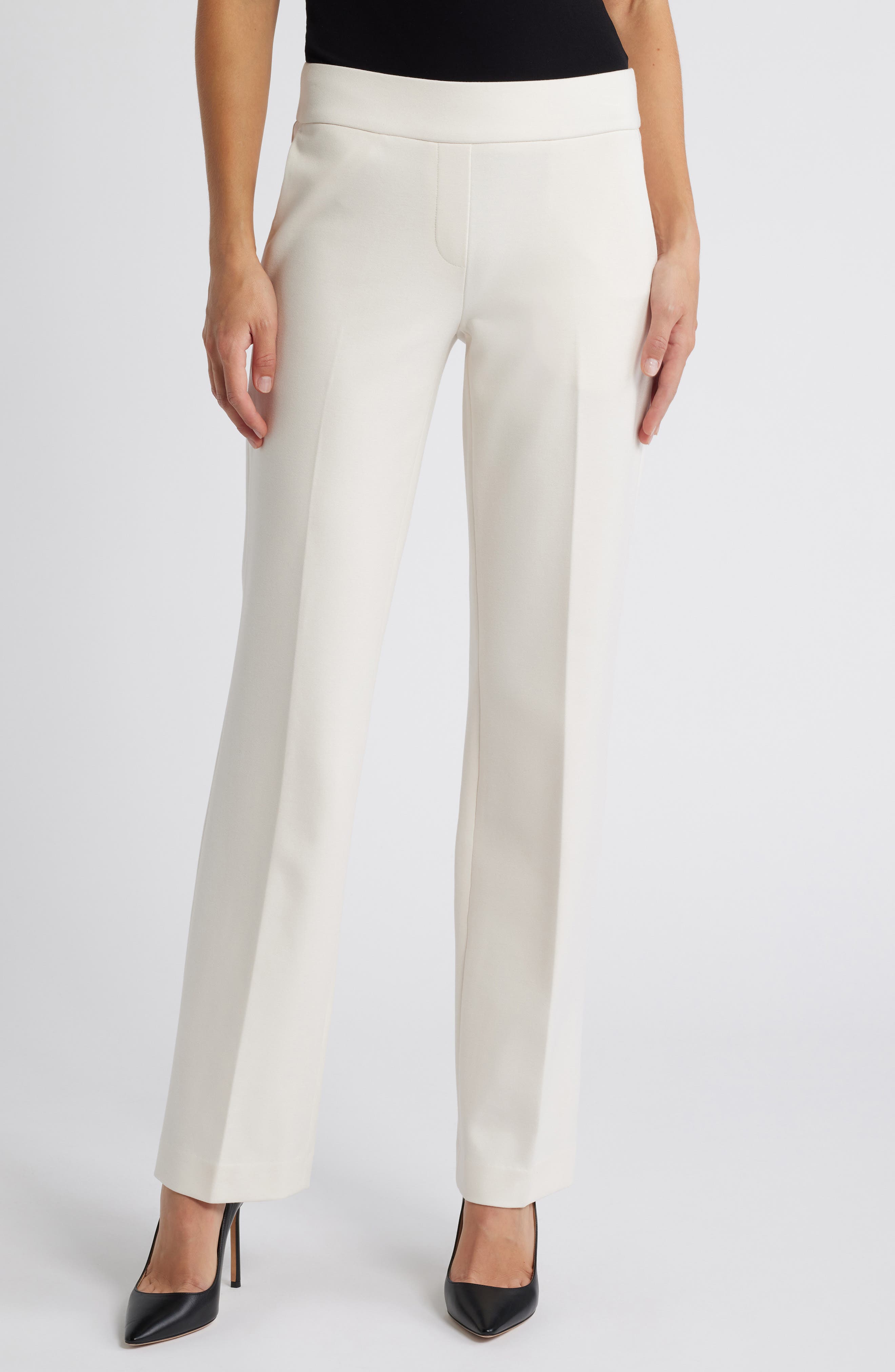 Anne Klein Compression Flare Pull-On Pants in Anne White 