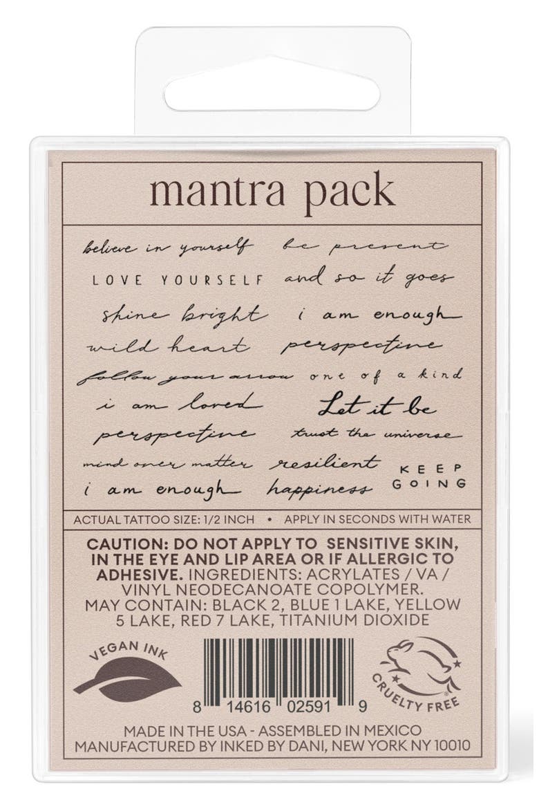 Mantra Pack Temporary Tattoos, Alternate, color, NONE