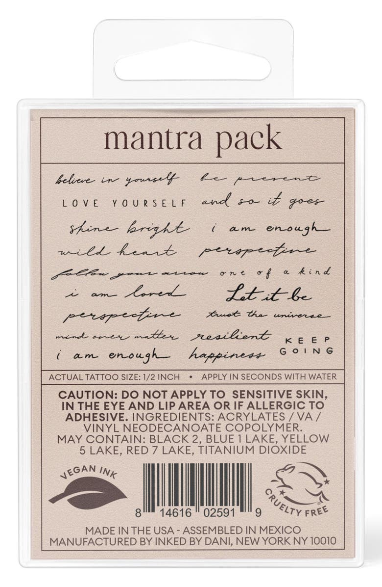 INKED by Dani Mantra Pack Temporary Tattoos, Alternate, color, 