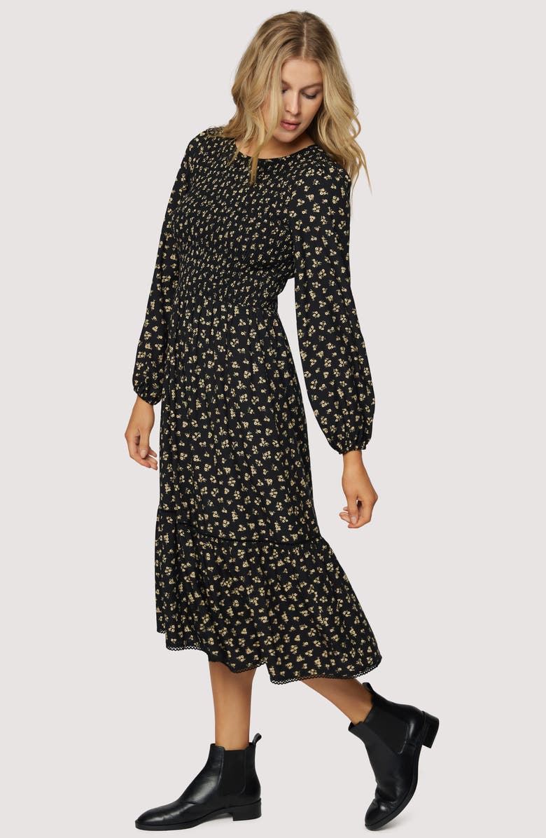 Lost + Wander Twilight Dreams Floral Long Sleeve Dress, Alternate, color, Black Cream Floral