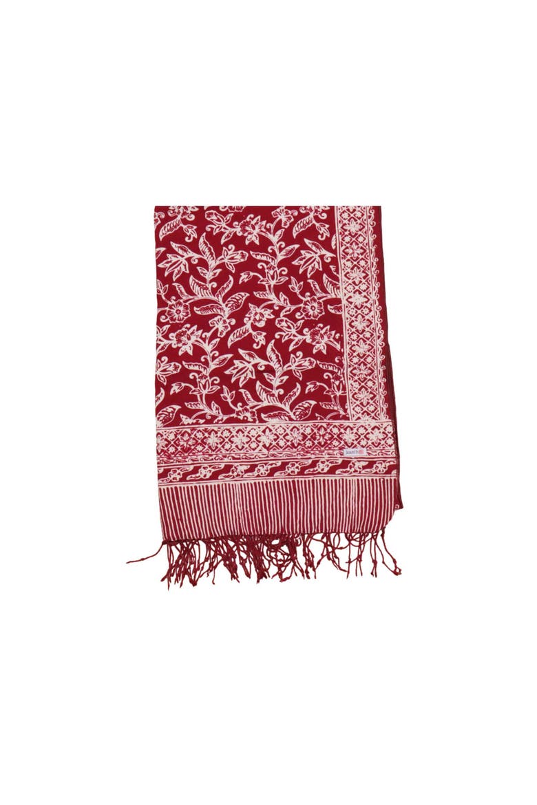 Handmade Batik Scarf, Alternate, color, Red White Cherish