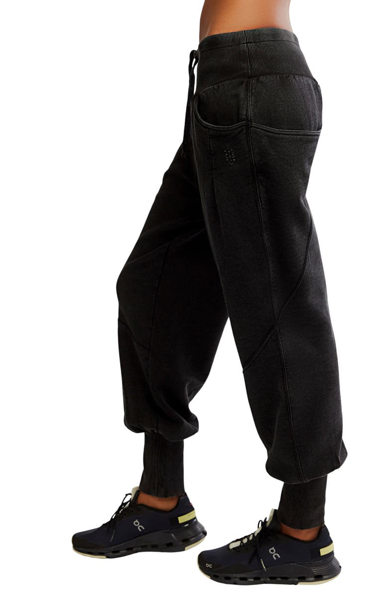 Free People Day Off Tie Waist Pants, Alternate, color, Black