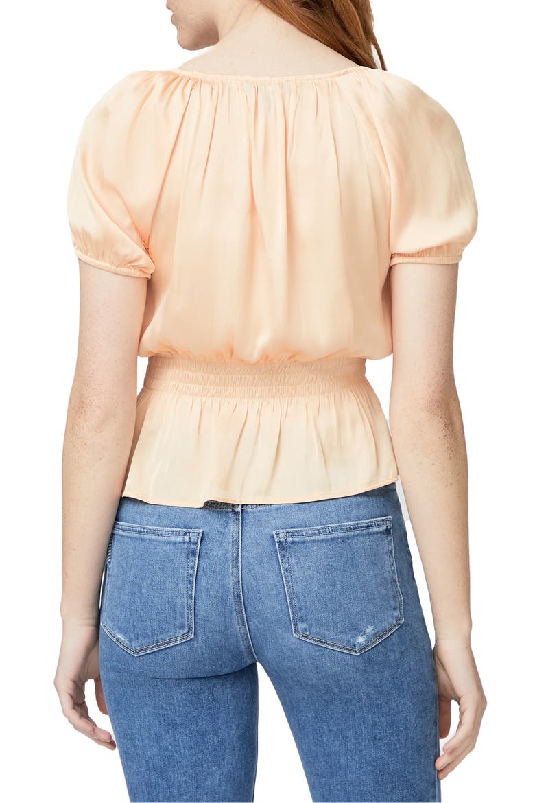 Olenna Top Puff Sleeve Smocked Waist Top, Alternate, color, LT ORNG PL