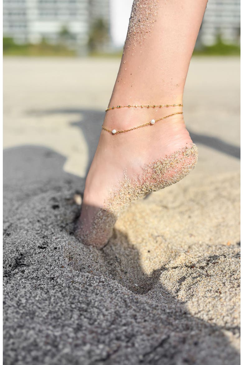 Beaded Chain Anklet, Alternate, color, GOLD