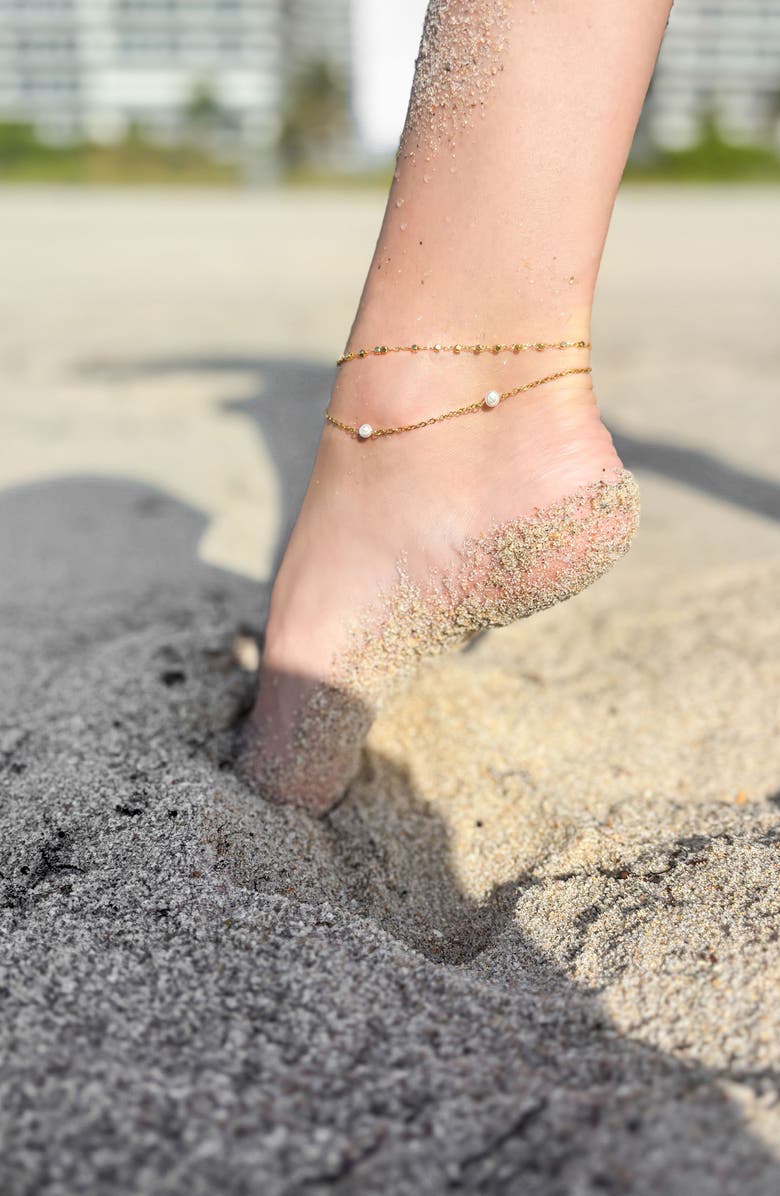 st. Moran Beaded Chain Anklet, Alternate, color, Gold