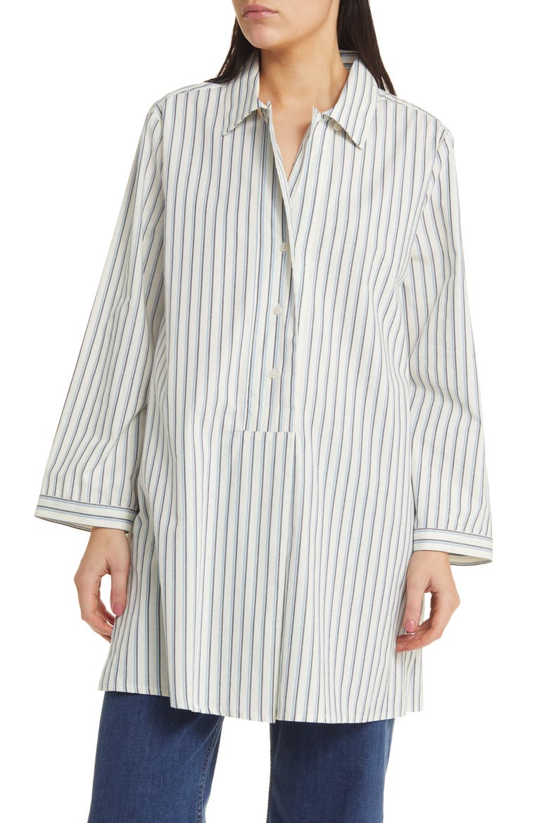 Gabija Stripe Tunic Shirtdress, Main, color, BLUE BONNET
