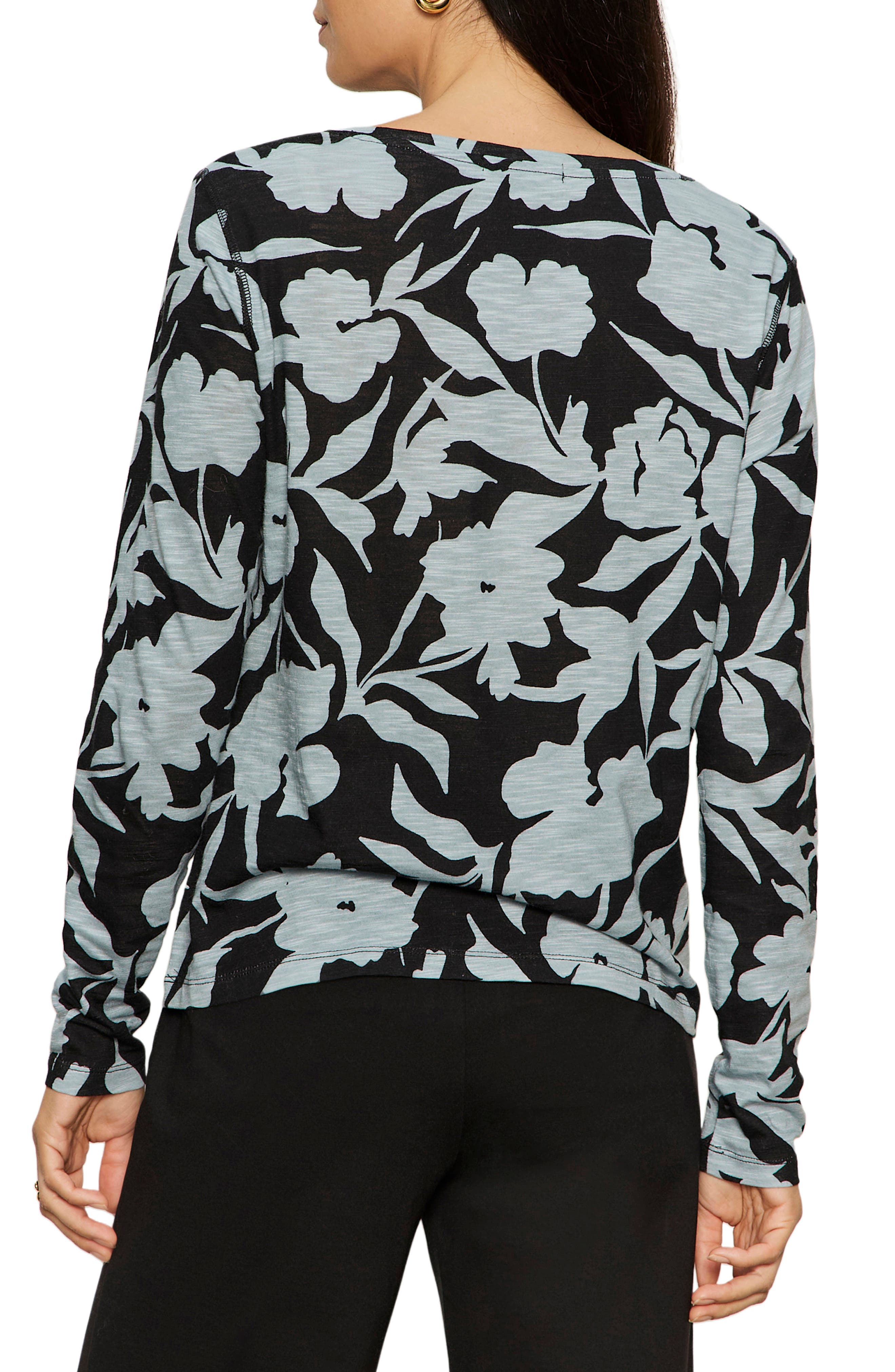 Print Split Neck Knit Top - image 4
