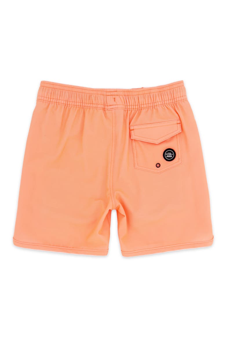 Kids' Solid Scallop Board Shorts, Alternate, color, ORANGE POP
