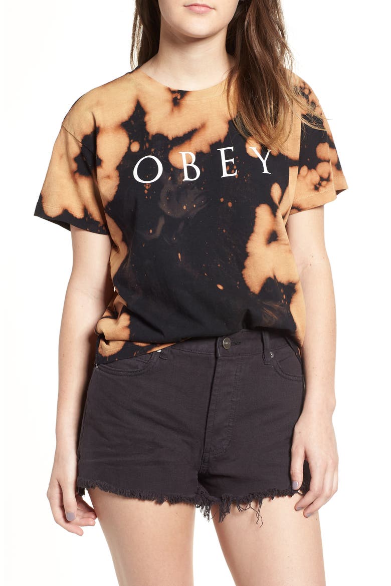 Novel Tie Dye Tee, Main, color, BLACK BLEACH