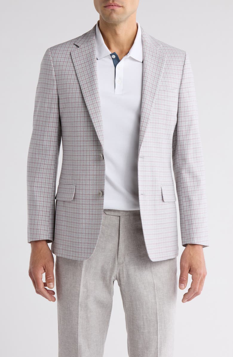 Original Penguin Check Two-Button Blazer, Main, color, Light Grey/ Pink