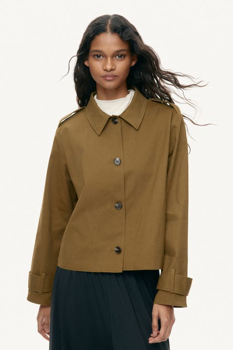 Trench-look cotton jacket