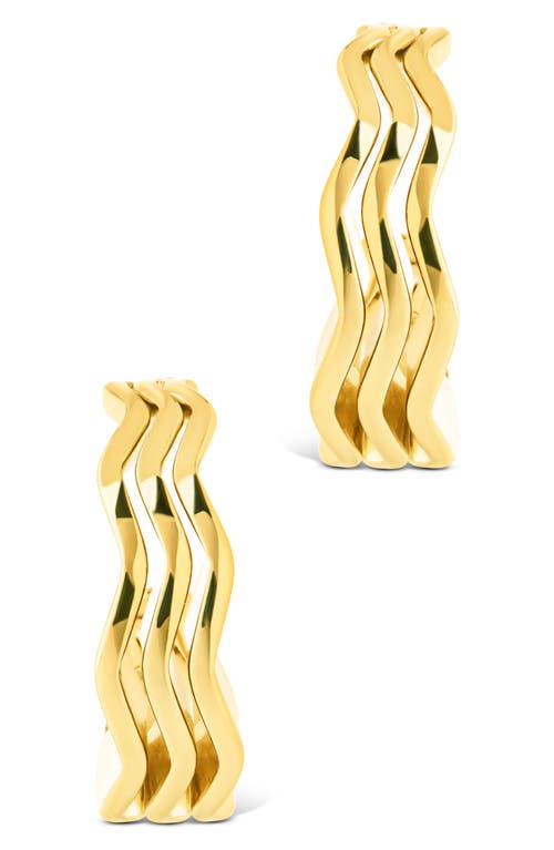 Sterling Forever Caprice Ocean Waves Hoop Earrings In Gold