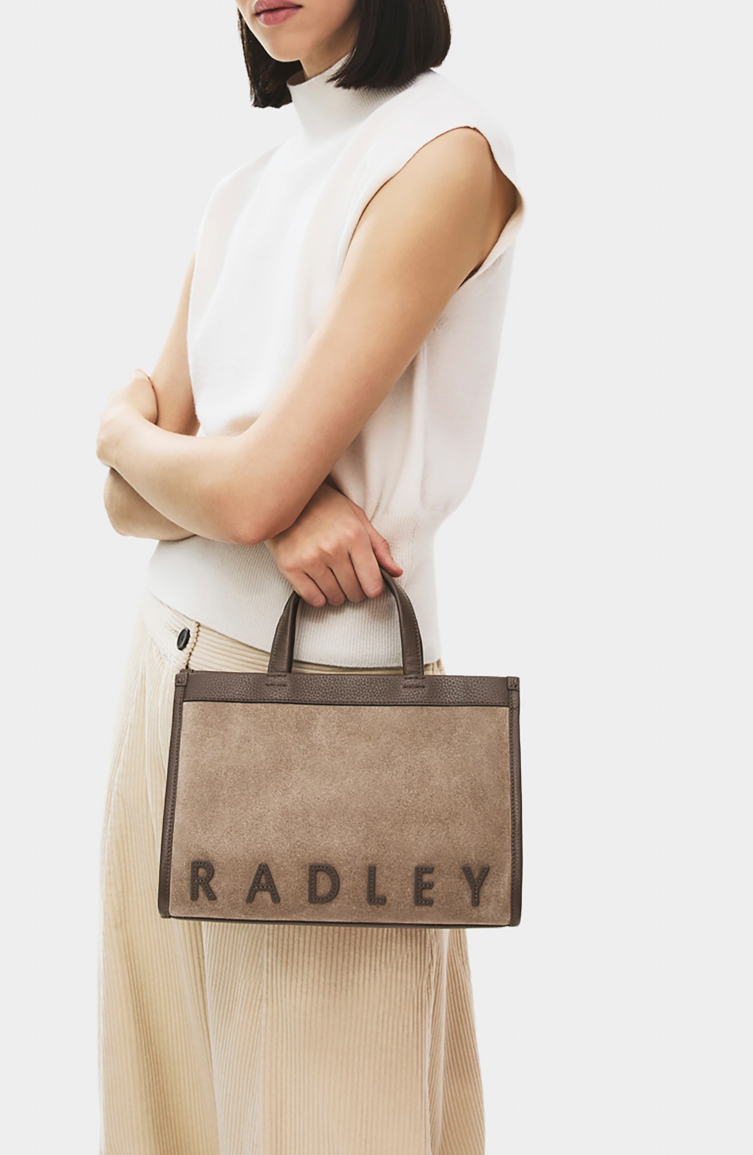 Alba Place Small Suede Zip Top Tote, Alternate, color, COFFEE